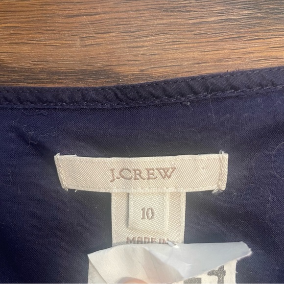 Women’s J.Crew Navy Blue Ruffle Silk and Cotton Tank Top Blouse Size 10 Medium - Picture 2 of 4